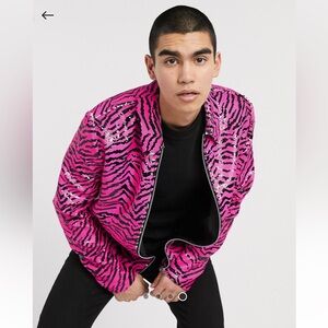 ASOS JACKET IN PINK ZEBRA SEQUIN